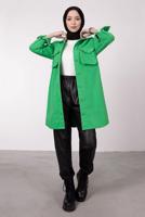 Tesettür giyim YEŞİL DÜĞMELİ CEPLİ TUNİK 2385 