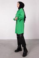Tesettür giyim YEŞİL DÜĞMELİ CEPLİ TUNİK 2385 