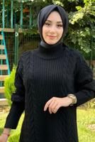 Tesettür giyim SİYAH BOĞAZLI TRİKO TUNİK T 31112 