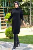 Tesettür giyim SİYAH BOĞAZLI TRİKO TUNİK T 31112 