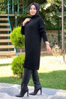Tesettür giyim SİYAH BOĞAZLI TRİKO TUNİK T 31112 