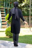 Tesettür giyim SİYAH BOĞAZLI TRİKO TUNİK T 31112 