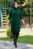 Tesettür giyim YEŞİL BOĞAZLI TRİKO TUNİK T 31112 