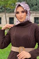 Tesettür giyim KAHVE BOĞAZLI TRİKO TUNİK T 31112 