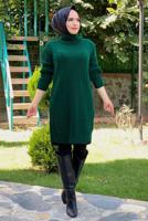 Tesettür giyim YEŞİL BOĞAZLI TRİKO TUNİK T 31112 