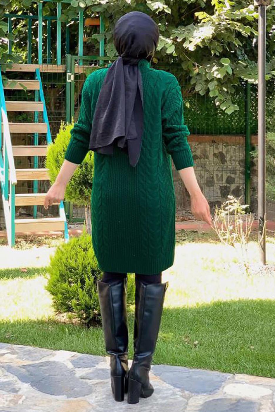 Tesettür giyim YEŞİL BOĞAZLI TRİKO TUNİK T 31112 