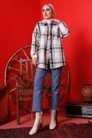 Tesettür giyim KREM EKOSE DÜĞMELİ TÜVİT TUNİK 3682 