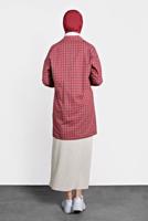 Tesettür giyim KIRMIZI ALVİNA PAMUKLU KARE DESENLİ TUNİK 40172 
