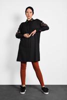 Tesettür giyim SİYAH ALVİNA NAKIŞ DETAYLI TUNİK 40238 