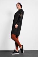 Tesettür giyim SİYAH ALVİNA NAKIŞ DETAYLI TUNİK 40238 