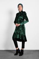 Tesettür giyim YEŞİL ALVİNA ETEK UCU VOLANLI YAKASI BAĞLI TUNİK 40387 