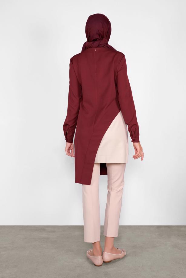 Hijab clothing CLARET RED ALVINA ASYMMETRIC CUT TUNIC T 41166 - TRENDTESETTÜR