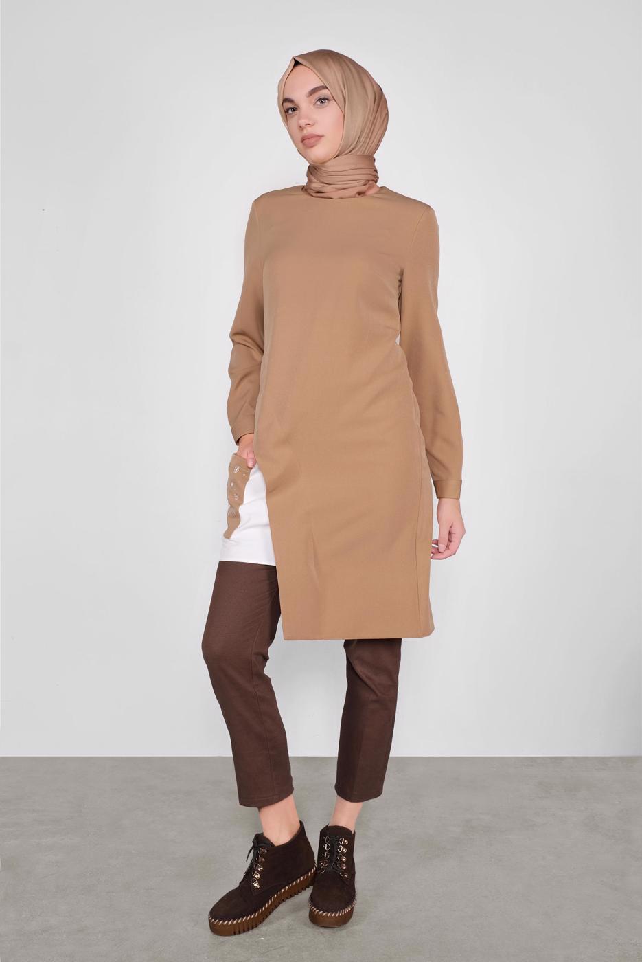 Hijab clothing BROWN ALVINA ASYMMETRIC CUT TUNIC T 41166