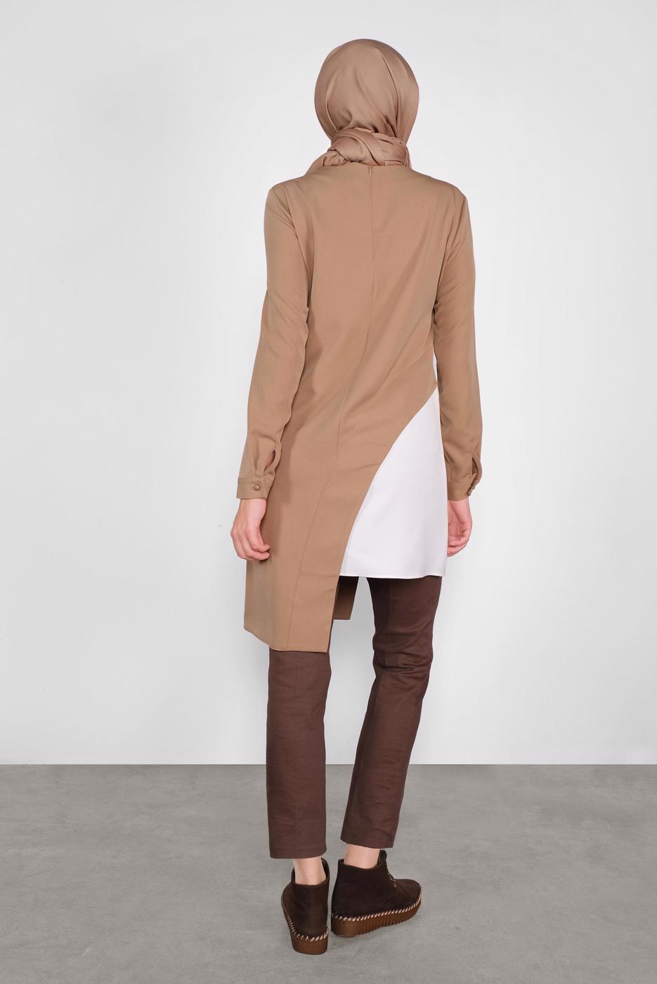 Hijab clothing BROWN ALVINA ASYMMETRIC CUT TUNIC T 41166