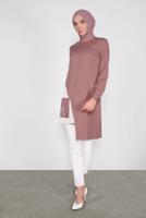 Tesettür giyim PEMBE ALVİNA ASİMETRİK KESİM CEPLİ TUNİK T 41166