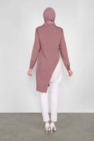 Tesettür giyim PEMBE ALVİNA ASİMETRİK KESİM CEPLİ TUNİK T 41166