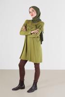 Tesettür giyim YEŞİL ALVİNA FIRFIR DETAYLI TUNİK 41231	