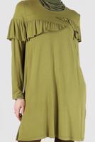 Tesettür giyim YEŞİL ALVİNA FIRFIR DETAYLI TUNİK 41231	