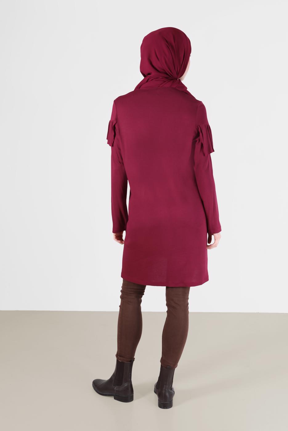 Tesettür giyim FUŞYA ALVİNA FIRFIR DETAYLI TUNİK 41231	