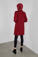 Tesettür giyim BORDO ALVİNA YAKA KISMI VOLANLI TUNİK 41237	