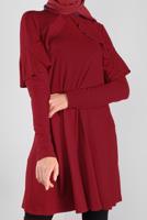 Tesettür giyim BORDO ALVİNA YAKA KISMI VOLANLI TUNİK 41237	