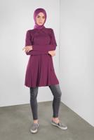 Tesettür giyim FUŞYA ALVİNA YAKA KISMI VOLANLI TUNİK 41237	