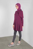 Tesettür giyim FUŞYA ALVİNA YAKA KISMI VOLANLI TUNİK 41237	