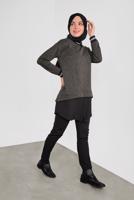 Tesettür giyim SİYAH ALVİNA MANŞETLERİ LASTİKLİ İKİ GÖRÜNÜMLÜ TUNİK 41279	