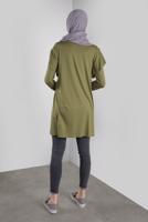 Tesettür giyim YEŞİL ALVİNA TAŞ BASKILI FIRFIRLI TUNİK 41293	