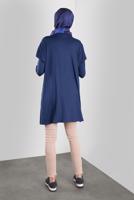 Tesettür giyim LACİVERT ALVİNA TAŞ BASKILI FIRFIRLI TUNİK 41293	