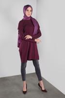 Tesettür giyim MOR ALVİNA TAŞ BASKILI FIRFIRLI TUNİK 41293	