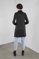 Tesettür giyim SİYAH ALVİNA DÜĞME DETAYLI ASİMETRİK KESİM TUNİK 41312	