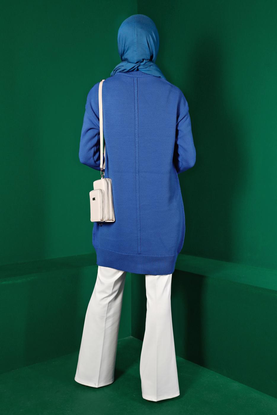 Tesettür giyim MAVİ ALVİNA TRİKO TUNİK T 43120