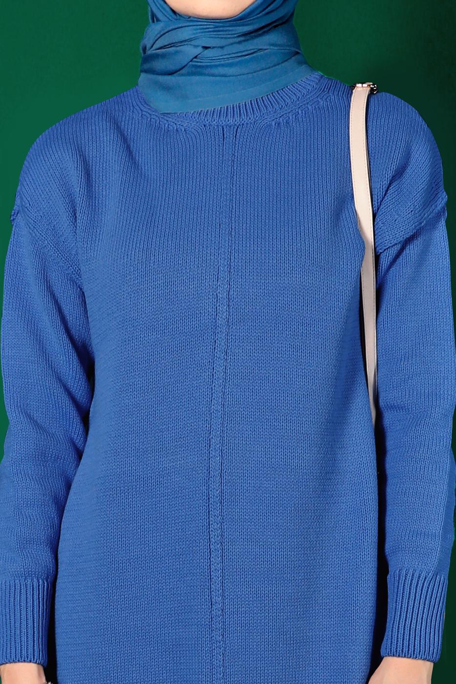 Tesettür giyim MAVİ ALVİNA TRİKO TUNİK T 43120