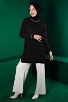 Tesettür giyim SİYAH ALVİNA TRİKO TUNİK T 43121