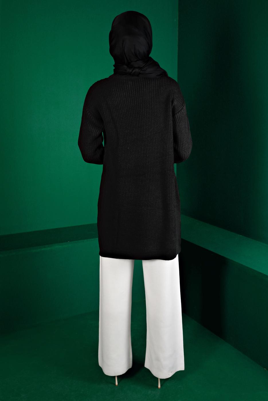 Tesettür giyim SİYAH ALVİNA TRİKO TUNİK T 43121