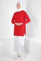 Tesettür giyim KIRMIZI ALVİNA TRİKO TUNİK T 43121