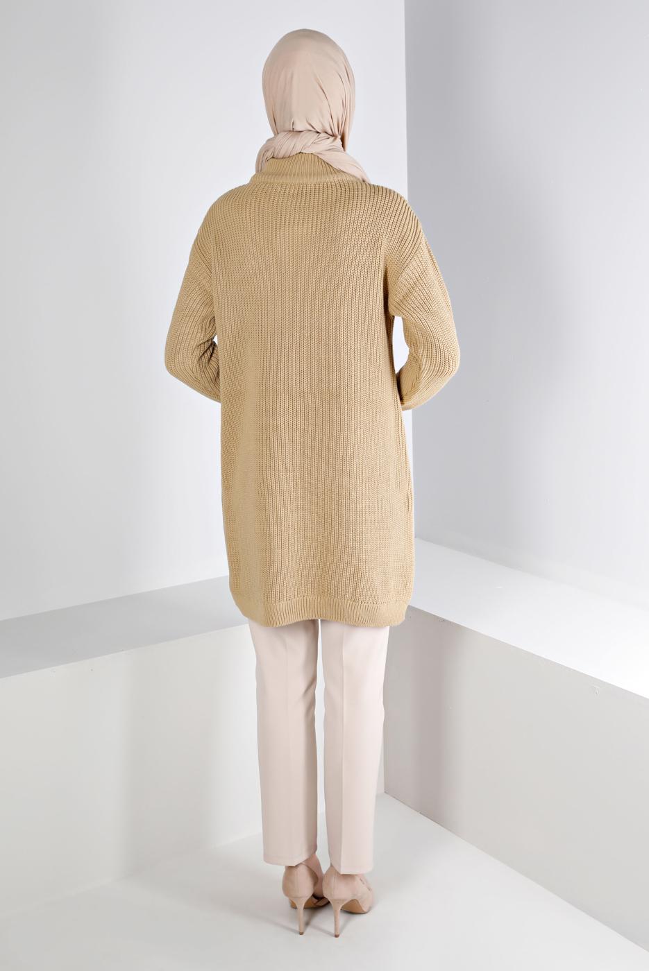 Tesettür giyim KAHVE ALVİNA TRİKO TUNİK T 43121