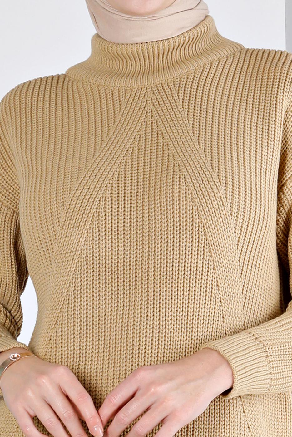 Tesettür giyim KAHVE ALVİNA TRİKO TUNİK T 43121