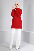 Tesettür giyim KIRMIZI ALVİNA TRİKO TUNİK T 43135