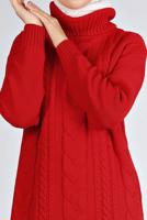 Tesettür giyim KIRMIZI ALVİNA TRİKO TUNİK T 43135