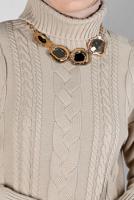 Tesettür giyim BEJ ALVİNA TRİKO TUNİK T 43135