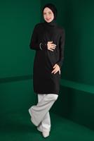 Tesettür giyim SİYAH ALVİNA TRİKO TUNİK T 43137