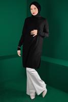 Tesettür giyim SİYAH ALVİNA TRİKO TUNİK T 43137