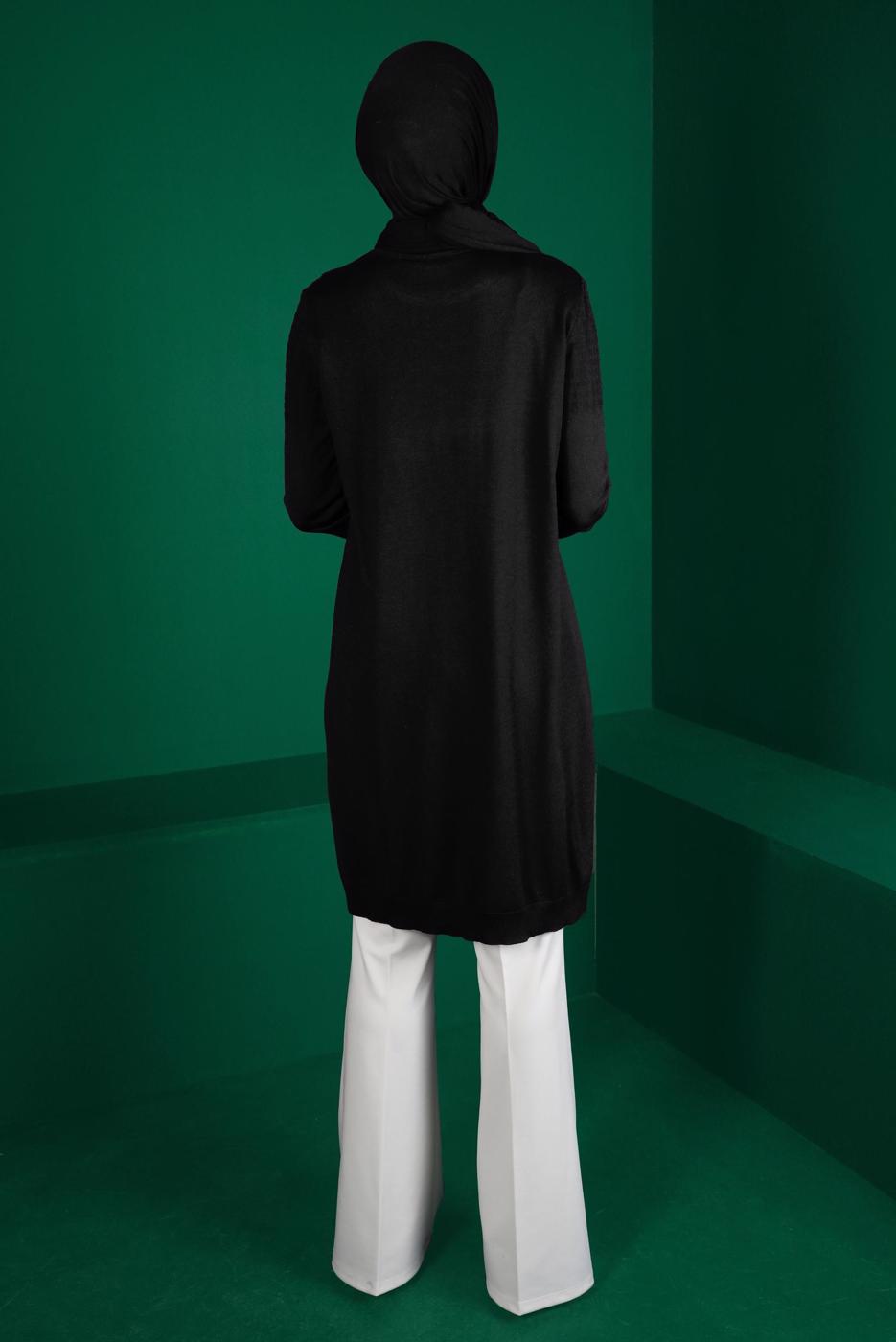 Tesettür giyim SİYAH ALVİNA TRİKO TUNİK T 43137