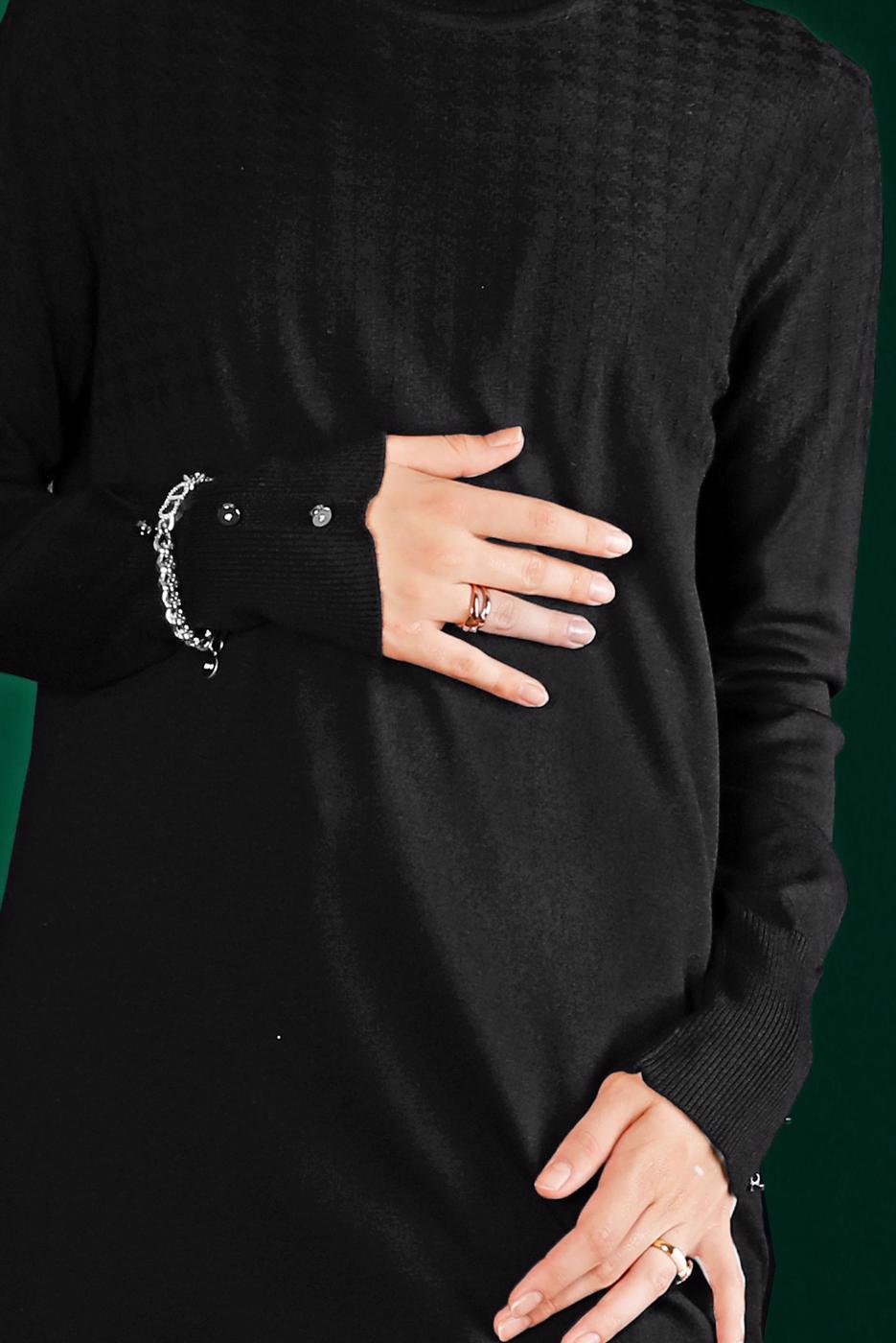 Tesettür giyim SİYAH ALVİNA TRİKO TUNİK T 43137