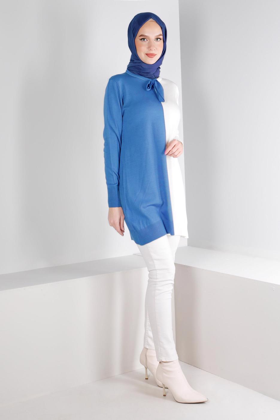 Hijab clothing BLUE ALVINA KNITWEAR TUNIC T 43167