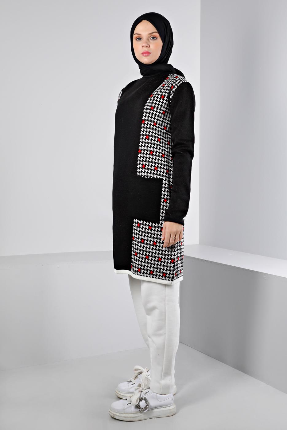 Tesettür giyim SİYAH ALVİNA TRİKO TUNİK T 43177