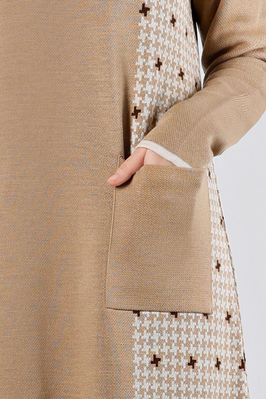 Tesettür giyim KAHVE ALVİNA TRİKO TUNİK T 43177