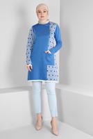 Tesettür giyim MAVİ ALVİNA TRİKO TUNİK T 43177